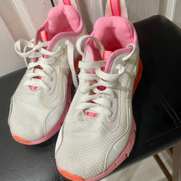 KAWAII GIRL REBOOK RUNNING SHOES  ZIG ZAG DYNAMICA  SZ 2Y WHITE HOT PINK ORANGE - Picture 12 of 13